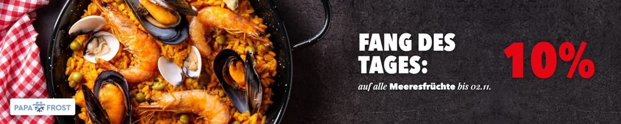 Fang des Tages: 10 % auf alle Meeresfrüchte bis 2. November 2026 – PapaFrost
