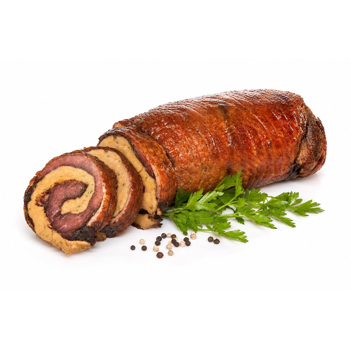 Gänserollbraten mit Semmelknödelfüllung