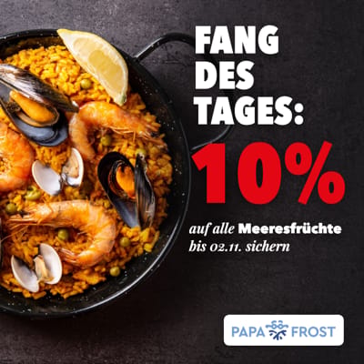 Fang des Tages: 10 % auf alle Meeresfrüchte bis 2. November 2026 – PapaFrost