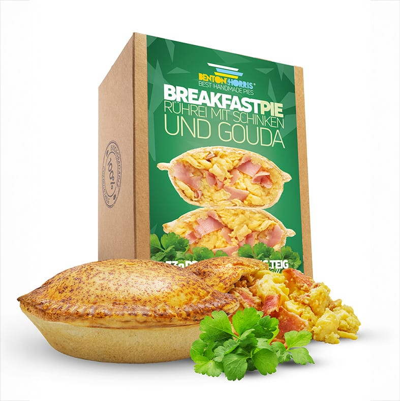 Benton and Horris – Breakfast Pie Rührei Schinken – Gefüllte Dinkelmehl-Teigtasche ca. 220 g  