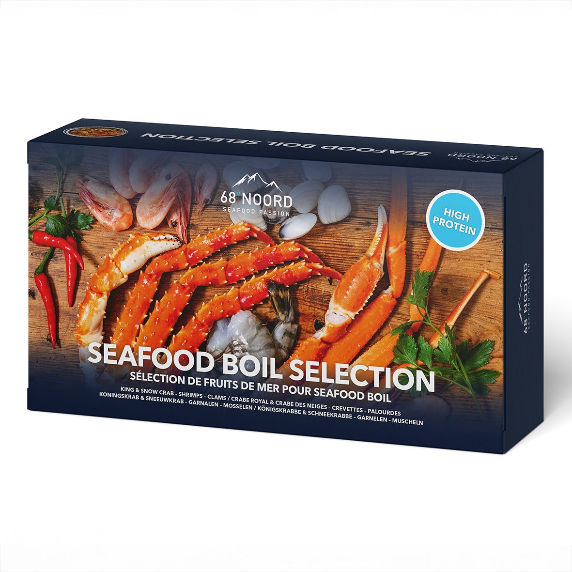 Seafood Boil Selection Box 750 g – Königskrabben, Schneekrabben, Garnelen & Muscheln 1