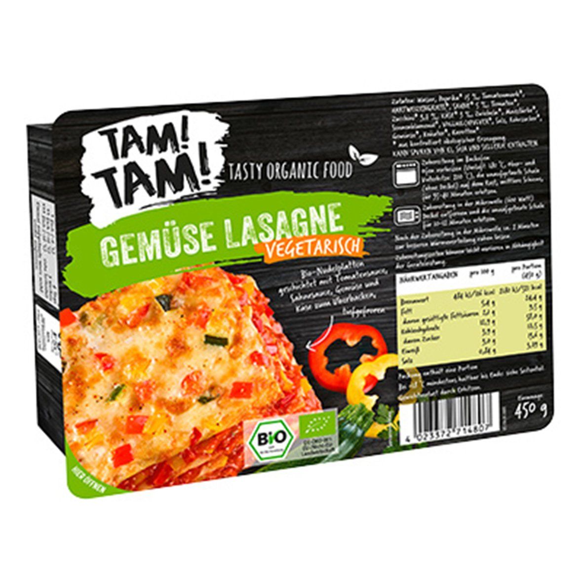 Prima MENÜ – TAM!TAM! Bio Gemüse Lasagne, 450 g, tiefgefroren