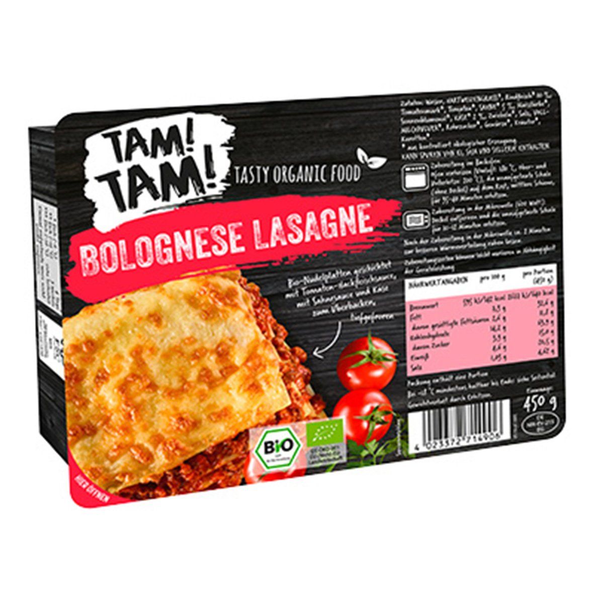 Prima MENÜ – TAM!TAM! Bio Bolognese Lasagne, 450 g, tiefgefroren