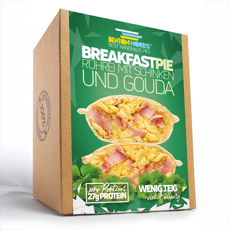 Benton and Horris – Breakfast Pie Rührei Schinken – Gefüllte Dinkelmehl-Teigtasche ca. 220 g  