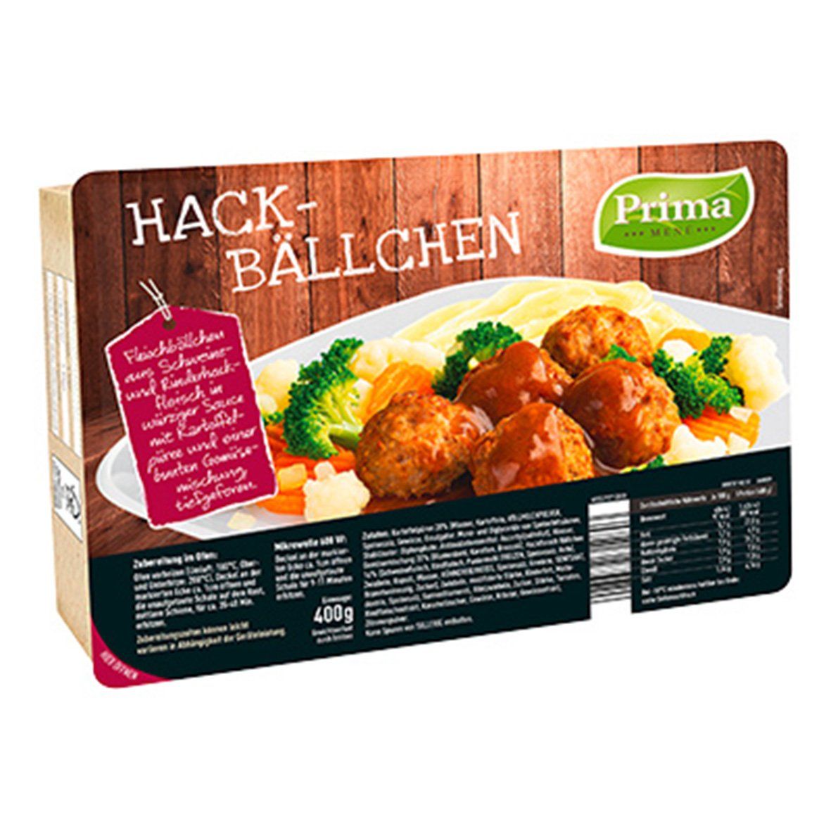 Prima MENÜ – Hackbällchen, 400 g, tiefgefroren