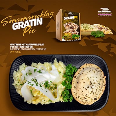 Serviervorschlag für Benton-Horris-Gratin-Pie.