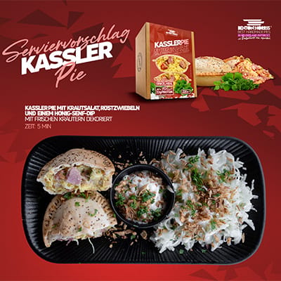 Serviervorschlag für Benton-Horris-Kasseler-Pie.
