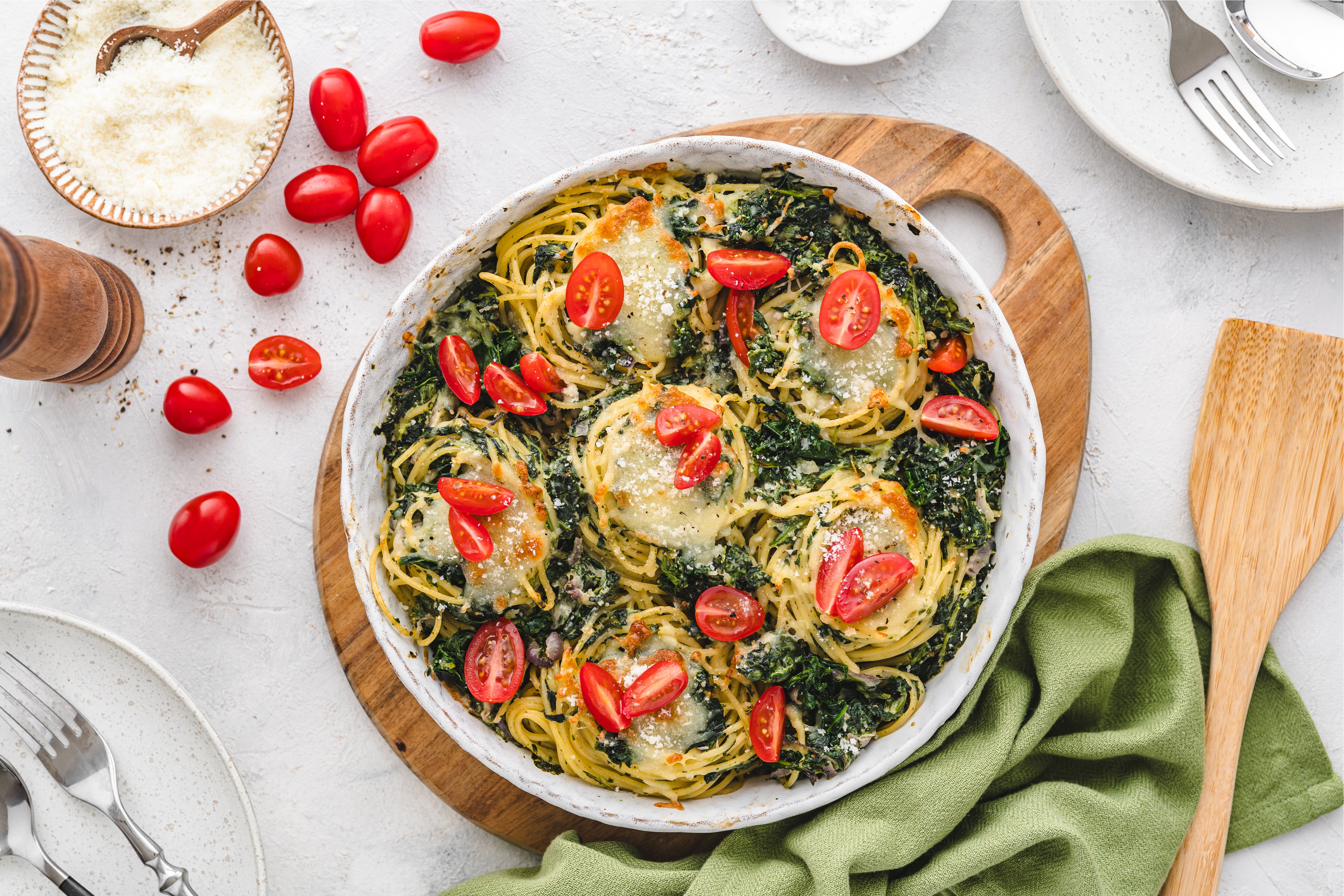 Spaghettinester mit Spinat und Tomaten spaghettinester0